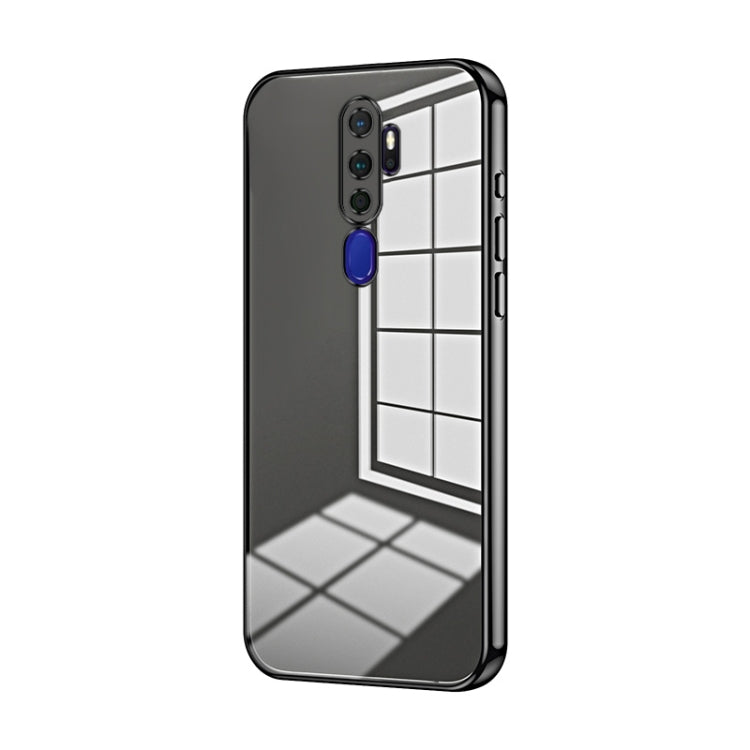 For OPPO A11x / A9 2020 Transparent Plating Fine Hole Phone Case(Black)