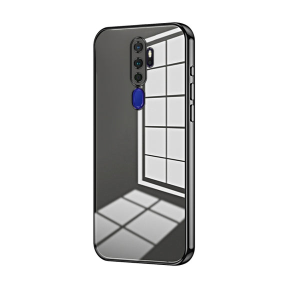 For OPPO A11x / A9 2020 Transparent Plating Fine Hole Phone Case(Black)