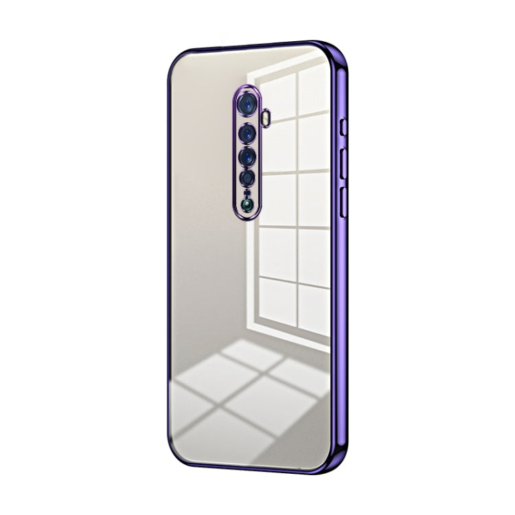 For OPPO Reno2 Transparent Plating Fine Hole Phone Case(Purple)