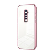 For OPPO Reno2 Transparent Plating Fine Hole Phone Case(Pink)