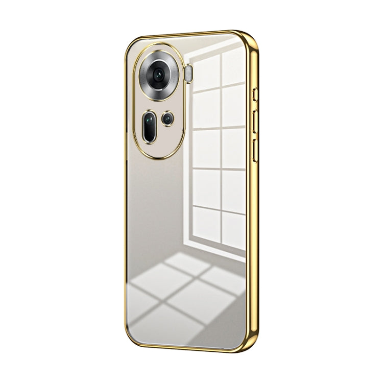 For OPPO Reno11 Global Transparent Plating Fine Hole Phone Case(Gold)