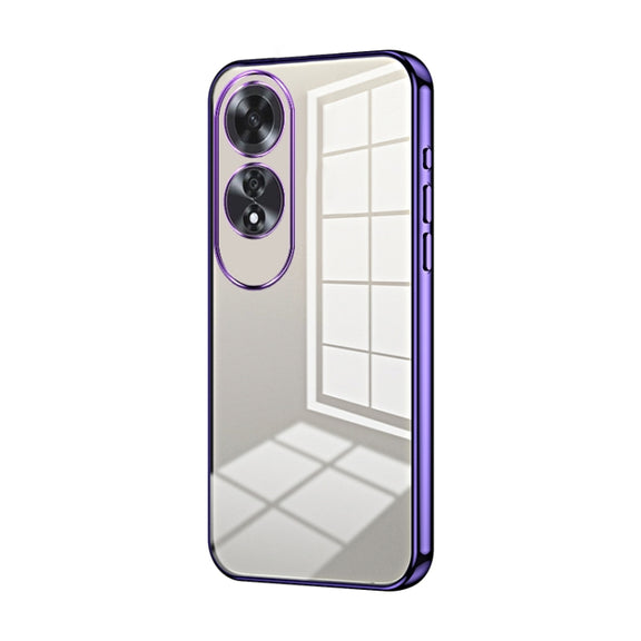 For OPPO A60 Transparent Plating Fine Hole Phone Case(Purple)