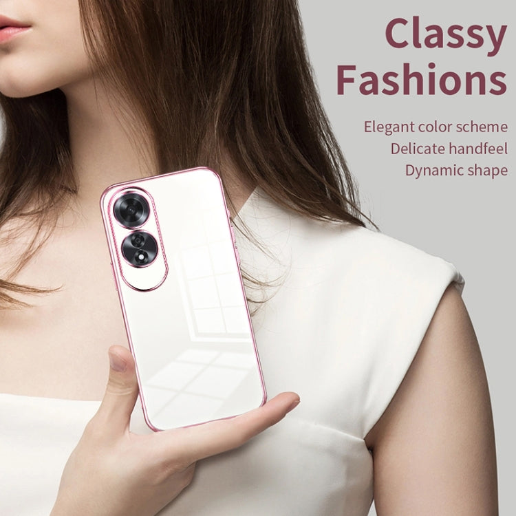 For OPPO A60 Transparent Plating Fine Hole Phone Case(Green)