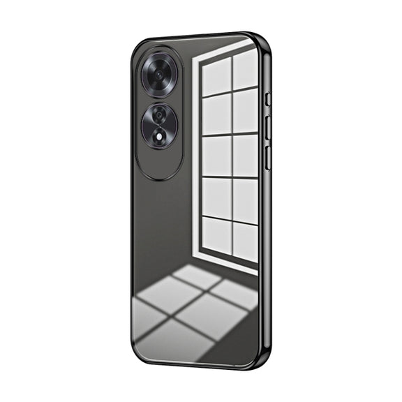 For OPPO A60 Transparent Plating Fine Hole Phone Case(Black)