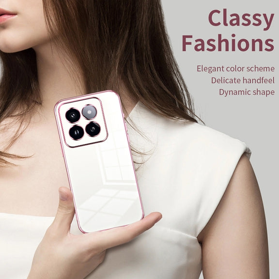 For Xiaomi 14 Pro Transparent Plating Fine Hole Phone Case(Black)