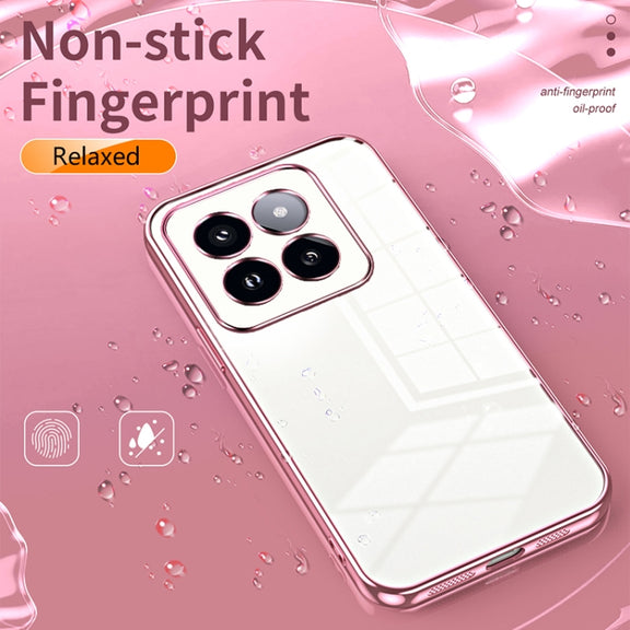 For Xiaomi 14 Pro Transparent Plating Fine Hole Phone Case(Black)