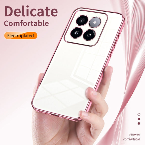 For Xiaomi 14 Pro Transparent Plating Fine Hole Phone Case(Black)