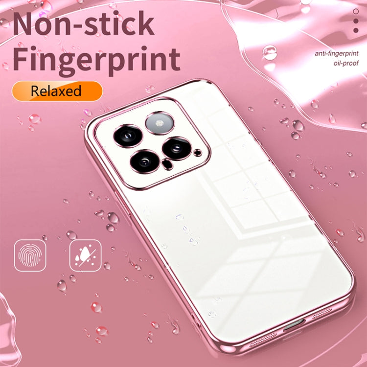 For Xiaomi 14 Transparent Plating Fine Hole Phone Case(Purple)