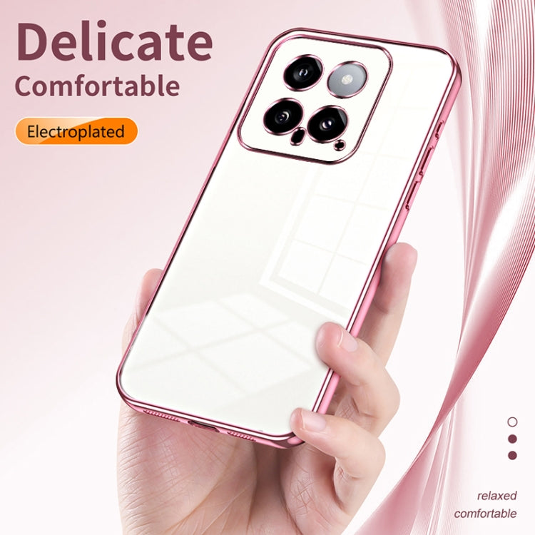 For Xiaomi 14 Transparent Plating Fine Hole Phone Case(Purple)
