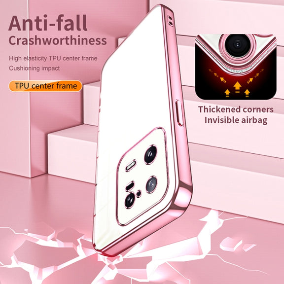 For Xiaomi 13 Pro Transparent Plating Fine Hole Phone Case(Pink)
