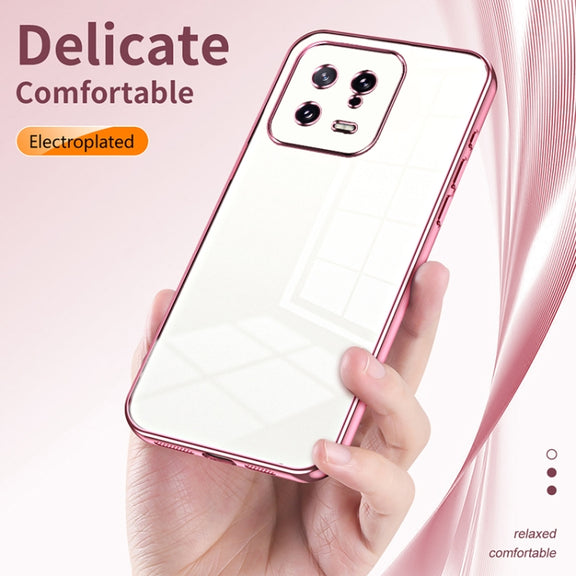 For Xiaomi 13 Transparent Plating Fine Hole Phone Case(Purple)