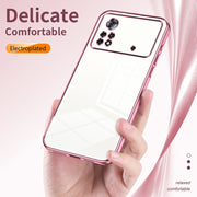 For Xiaomi Poco X4 Pro 5G Transparent Plating Fine Hole Phone Case(Blue)