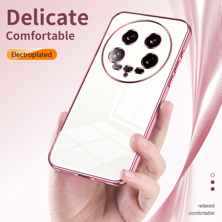 For Xiaomi 14 Ultra Transparent Plating Fine Hole Phone Case(Black)