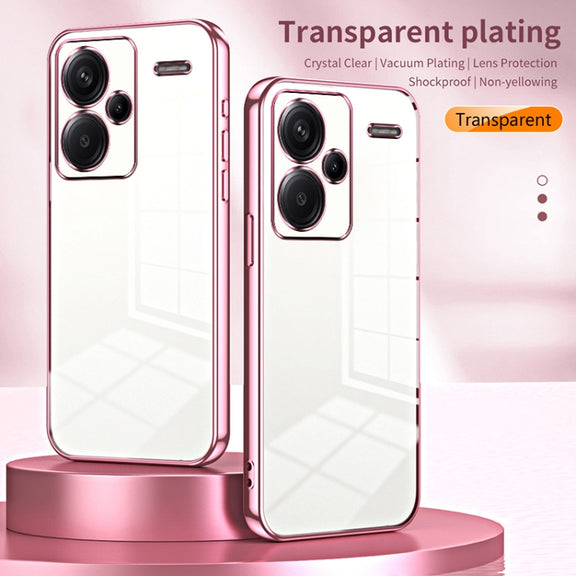 For Xiaomi Redmi Note 13 Pro+ Transparent Plating Fine Hole Phone Case(Gold)