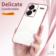 For Xiaomi Redmi Note 13 Pro+ Transparent Plating Fine Hole Phone Case(Gold)