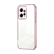 For Xiaomi Redmi Note 12 4G Transparent Plating Fine Hole Phone Case(Pink)
