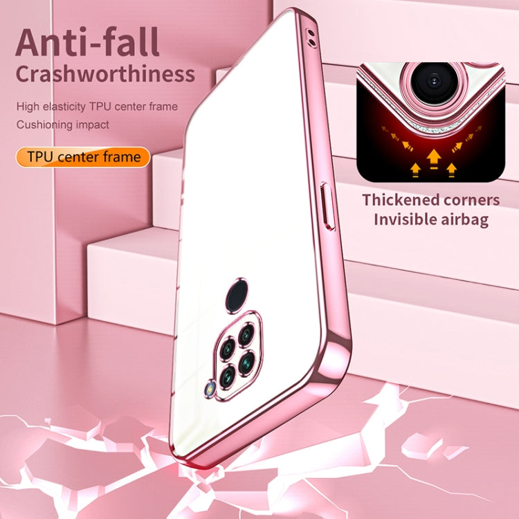For Xiaomi Redmi Note 9 / 10X 4G Transparent Plating Fine Hole Phone Case(Pink)