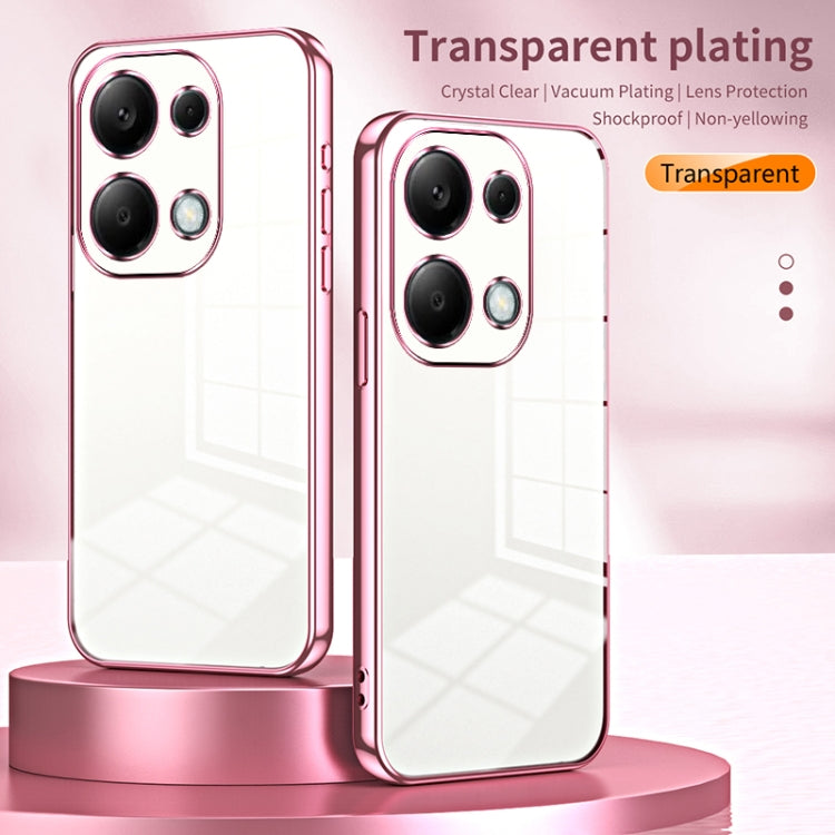 For Xiaomi Redmi Note 13 Pro 4G Transparent Plating Fine Hole Phone Case(Purple)