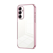 For Samsung Galaxy M14 Transparent Plating Fine Hole Phone Case(Pink)