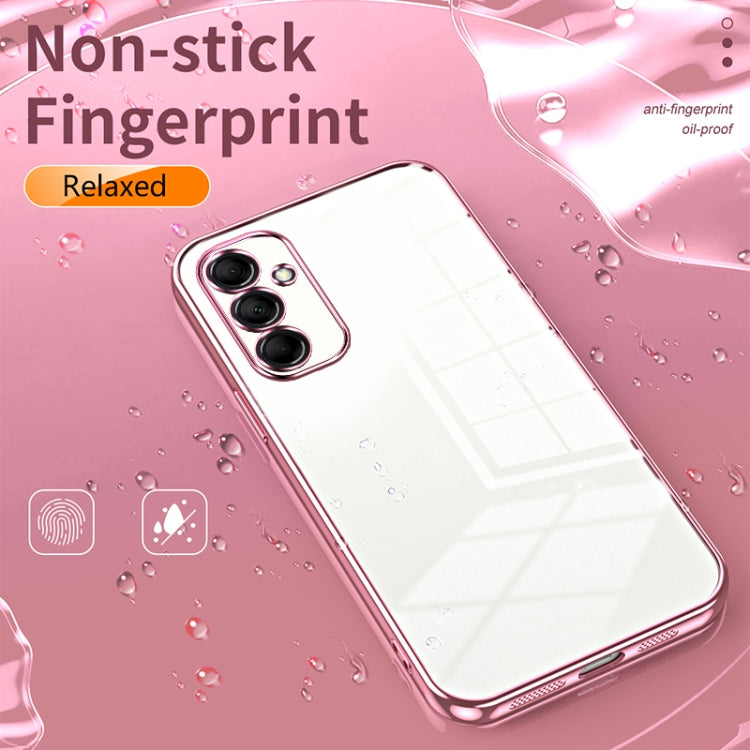 For Samsung Galaxy M14 Transparent Plating Fine Hole Phone Case(Pink)