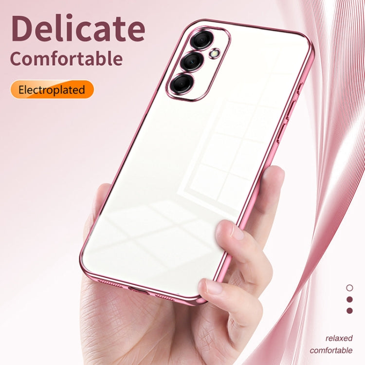 For Samsung Galaxy M14 Transparent Plating Fine Hole Phone Case(Pink)
