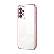 For Samsung Galaxy A13 4G Transparent Plating Fine Hole Phone Case(Pink)