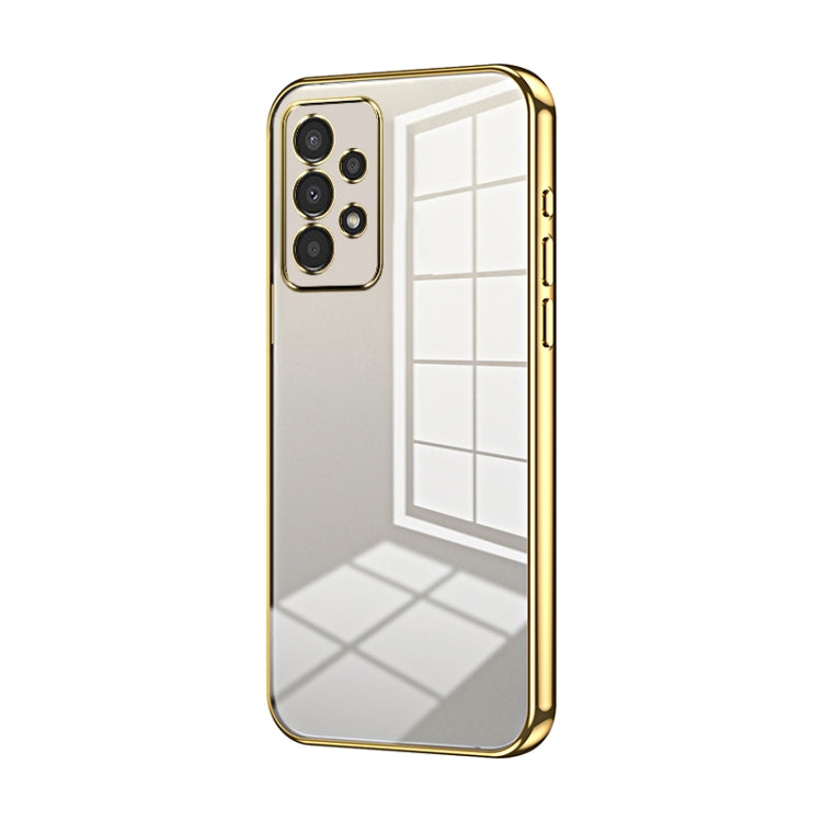 For Samsung Galaxy A13 4G Transparent Plating Fine Hole Phone Case(Gold)