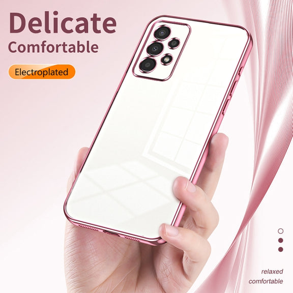 For Samsung Galaxy A13 4G Transparent Plating Fine Hole Phone Case(Blue)
