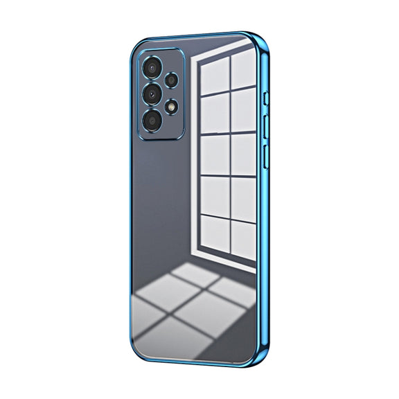 For Samsung Galaxy A13 4G Transparent Plating Fine Hole Phone Case(Blue)