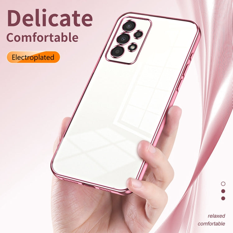 For Samsung Galaxy A13 4G Transparent Plating Fine Hole Phone Case(Black)
