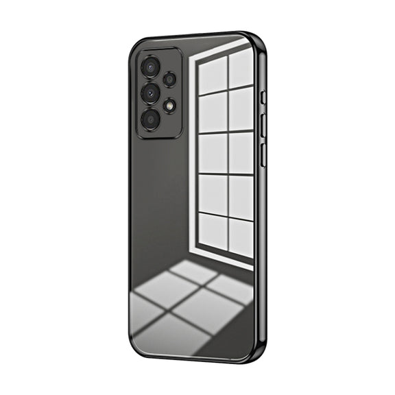 For Samsung Galaxy A13 4G Transparent Plating Fine Hole Phone Case(Black)