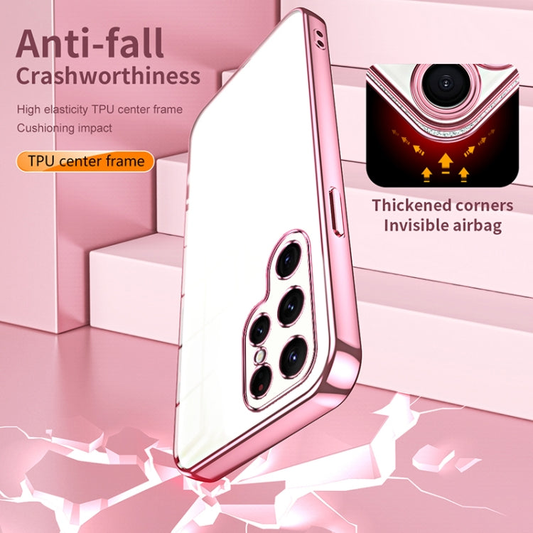 For Samsung Galaxy S22 Ultra 5G Transparent Plating Fine Hole Phone Case(Silver)
