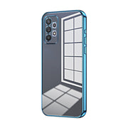 For Samsung Galaxy A32 4G Transparent Plating Fine Hole Phone Case(Blue)