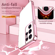 For Samsung Galaxy S21 Ultra 5G Transparent Plating Fine Hole Phone Case(Silver)