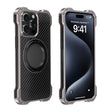 For iPhone 15 Pro Max R-JUST RJ51-1 Hollow Rotating Holder MagSafe Magnetic Metal Phone Case(Silver Grey) - free shipping - PMC TechLife - Order now!