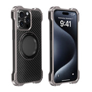 For iPhone 15 Pro R-JUST RJ51-1 Hollow Rotating Holder MagSafe Magnetic Metal Phone Case(Silver Grey)
