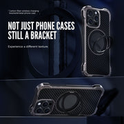 For iPhone 13 Pro Max R-JUST RJ51-1 Hollow Rotating Holder MagSafe Magnetic Metal Phone Case(Silver Grey)