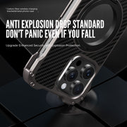 For iPhone 13 Pro Max R-JUST RJ51-1 Hollow Rotating Holder MagSafe Magnetic Metal Phone Case(Silver Grey)
