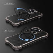 For iPhone 13 Pro Max R-JUST RJ51-1 Hollow Rotating Holder MagSafe Magnetic Metal Phone Case(Silver Grey)