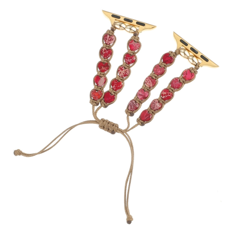 For Apple Watch Ultra 2 49mm Heart Stones Drawstring Chain Watch Band(Red)