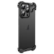 For iPhone 15 Pro Max Frameless Metal Corner Pad Phone Case with Lens Film(Black) - iPhone 15 Pro Max Cases by PMC TechLife | Online Shopping South Africa | PMC TechLife | Buy Now Pay Later Mobicred
