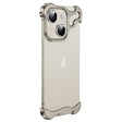 For iPhone 15 Plus Frameless Metal Corner Pad Phone Case with Lens Film(Grey) - iPhone 15 Plus Cases by PMC TechLife | Online Shopping South Africa | PMC TechLife | Buy Now Pay Later Mobicred