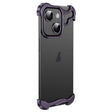 For iPhone 14 Frameless Metal Corner Pad Phone Case with Lens Film(Purple) - iPhone 14 Cases by PMC TechLife | Online Shopping South Africa | PMC TechLife | Buy Now Pay Later Mobicred