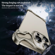 For iPhone 13 Pro Max Frameless Metal Corner Pad Phone Case with Lens Film(Grey)