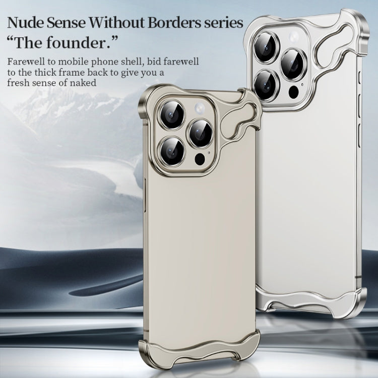 For iPhone 13 Pro Max Frameless Metal Corner Pad Phone Case with Lens Film(Black)