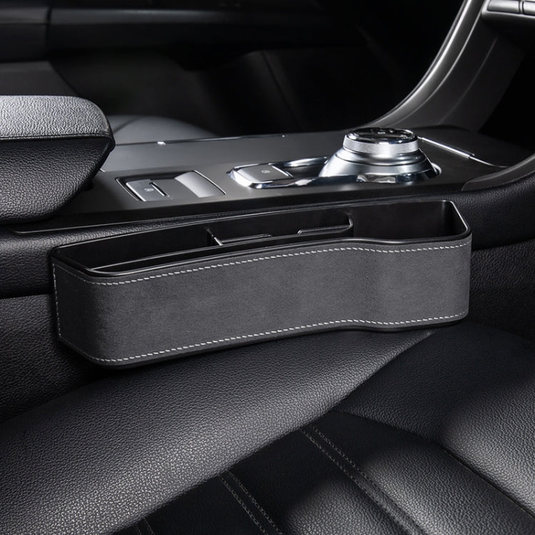 Car Multi-functional Console Box Cup Holder Seat Gap Side Storage Box, Frizzled Feather Style, Color:Grey(Front Passenger Seat)