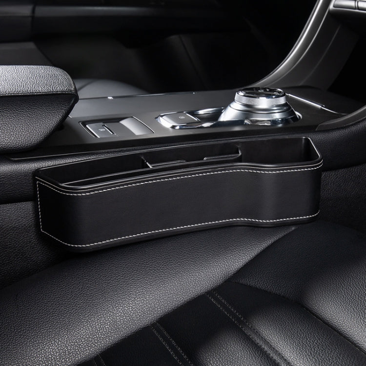 Car Multi-functional Console Box Cup Holder Seat Gap Side Storage Box, Leather Style, Color:Black(Front Passenger Seat)