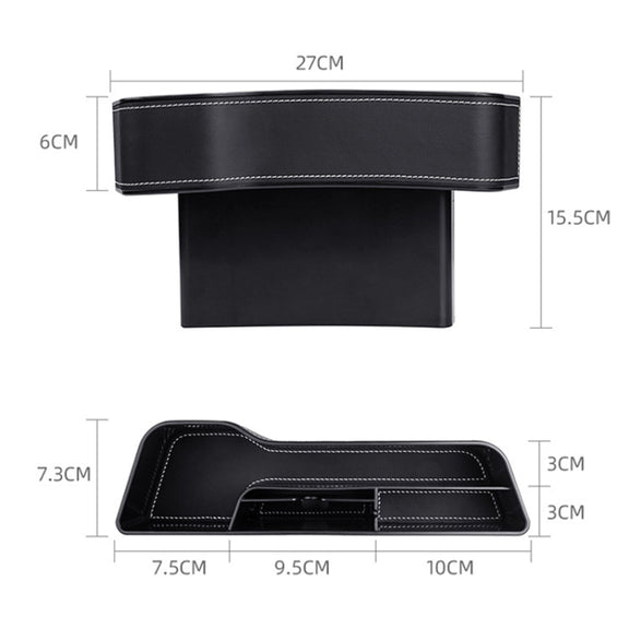 Car Multi-functional Console Box Cup Holder Seat Gap Side Storage Box, Leather Style, Color:Black(Front Passenger Seat)