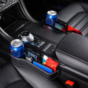 Car Multi-functional Console Box Cup Holder Seat Gap Side Storage Box, Leather Style, Color:Beige(Front Passenger Seat)