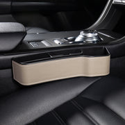 Car Multi-functional Console Box Cup Holder Seat Gap Side Storage Box, Leather Style, Color:Beige(Front Passenger Seat)